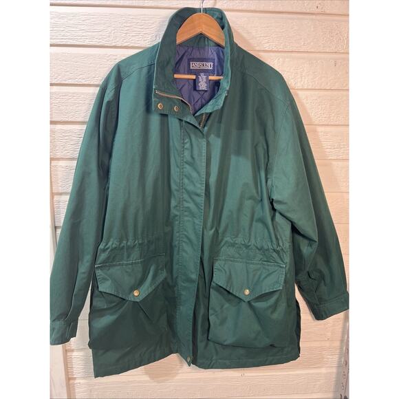 LANDs’ END Women’s XL 18 20 Forest Green Thinsulate Lined Parka Jacket Coat - Picture 1 of 11